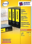 AVERY Zweckform Ordneretiketten Selbstklebend Breit DIN A4 6,1 x 19,2 cm Gelb 400