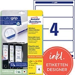 AVERY Zweckform ultragrip Ordneretiketten Selbstklebend Breit L6061REV-20 DIN A4 59 x
