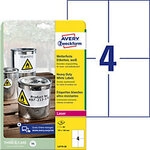 AVERY Zweckform Laser Wetterfeste Etiketten L4719-20 Haftend DIN A4 Wei&szlig; 105 x...