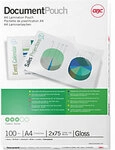 GBC Document Laminierfolien DIN A4 Gl&auml;nzend 75 Mikron (2 x 75) Transparent 100