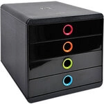 Exacompta Schubladenbox PS (Polystyrol) Schwarz 4 Sch&uuml;be 27,8 x 34,7 x 26,7 cm DIN