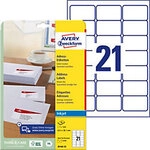AVERY Zweckform Adressetiketten J8160-25 Selbstklebend DIN A4 Wei&szlig; 63,5 x 38,1...