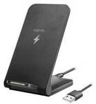 LogiLink Smartphonest&auml;nder mit kabelloser Ladefunktion, 2 Spulen, 15 W, schwarz