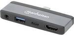 Manhattan USB-C&reg; Dockingstation USB-C 4-in-1 Dockingstation USB C-Stecker auf...