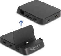 DELOCK 88018, Delock 88018 USB-C, USB-A (USB 2.0), HDMI Handy Dockingstation Schwarz