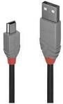 LINDY USB-Kabel USB 2.0 USB-A Stecker, USB-Mini-B Stecker 0.50 m Schwarz, Grau Rund