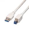 VALUE USB 3.2 Gen 1 Kabel, Typ A-B, weiß, 3 m 11.99.8871