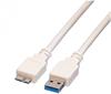 VALUE USB 3.2 Gen 1 Kabel, A ST - Micro B ST, weiß, 0,8 m 11.99.8873