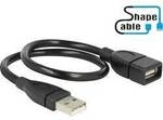 Delock USB-Kabel USB 2.0 USB-A Stecker, USB-A Buchse 0.35 m Schwarz flexibles