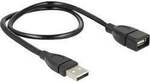 Delock USB-Kabel USB 2.0 USB-A Stecker, USB-A Buchse 0.50 m Schwarz flexibles