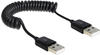 Delock USB-Kabel USB 2.0 USB-A Stecker, USB-A Stecker 0.60 m Schwarz Spiralkabel