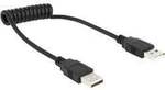 Delock USB-Kabel USB 2.0 USB-A Stecker, USB-A Stecker 0.60 m Schwarz Spiralkabel