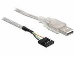 Delock USB-Kabel USB 2.0 USB-A Stecker, Pfostenstecker 5pol. 0.70 m Silber mit