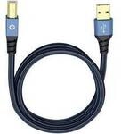 Oehlbach USB-Kabel USB 2.0 USB-A Stecker, USB-B Stecker 10.00 m Blau vergoldete