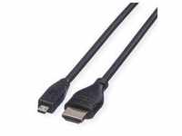 ROLINE HDMI High Speed Kabel mit Ethernet, HDMI ST - Micro HDMI ST, 2 m 11.04.5581