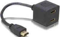DELOCK 65056, Delock HDMI Adapter HDMI-A Buchse, HDMI-A Stecker 0.2 m Schwarz 65056