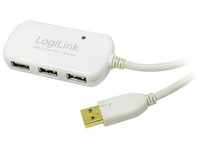 LogiLink USB-Kabel USB 2.0 USB-A Stecker, USB-A Buchse 12.00 m Weiß vergoldete