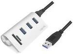 LogiLink CR0045 USB-Hub 3 Port USB-A USB 3.0 5 GBit/s mit Aluminiumgeh&auml;use, mit