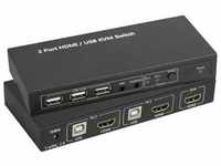 SpeaKa Professional 2 Port KVM-Umschalter HDMI USB 1920 x 1080 Pixel, 3840 x 2160