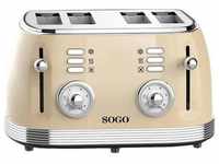 SOGO Human Technology 4-Scheiben-Toaster Kontrollleuchte, Toastfunktion Beige,