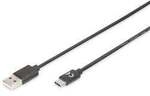 Digitus USB-Kabel USB 2.0 USB-C&reg; Stecker, USB-A Stecker 1.80 m Schwarz Geschirmt