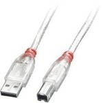 LINDY USB-Kabel USB 2.0 USB-A Stecker, USB-B Stecker 0.50 m Transparent doppelt