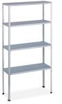 Relaxdays Schwerlastregal Stahl Silber 4 Ebenen H&ouml;henverstellbar Teilbar 150 cm x 75