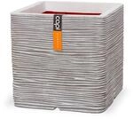 Capi Pflanztopf Rib NL quadratisch 50 cm x 50 cm x 50 cm Elfenbein