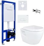 Belvit Wand-WC Dusch-WC Komplettset mit Taharet Bidet Funktion inkl. Vorwandelement