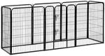 Relaxdays Welpenauslauf Stahl Schwarz Steckbar 100 cm x 76,5 cm x 235 cm 23,2 kg