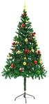 vidaXL K&uuml;nstlicher Weihnachtsbaum mit Kugeln und LEDs Gr&uuml;n 180 cm