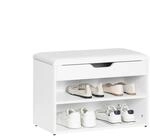 SoBuy Schuhbank mit Sitzfl&auml;che Sitzbank Schuhregal aus MDF 60x44x30cm Wei&szlig;...