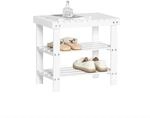 SoBuy Schuhregal Schuhbank Sitzbank Bambus Wei&szlig; 50cm FSR02-K-W