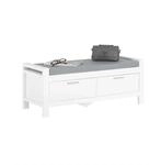 SoBuy Sitzbank mit Stauraum und 2 Schubladen MDF Wei&szlig; FSR74-W