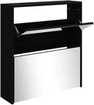 vidaXL Schuhschrank mit Spiegel 2 F&auml;cher Schwarz 63x17x67 cm 342629