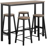 SoBuy Bartisch Set 5-teilig Essgruppe Esstisch mit 4 Hockern Braun-Schwarz OGT22-SCH