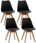 CLP 4er Set Esszimmerstuhl Linares schwarz/Kunststoff