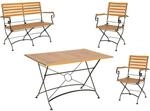 Acamp Set Lindau 2x Sessel 1x Bank 1x Tisch 120 cm x 80 cm Teak-Schwarz