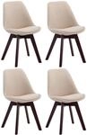 CLP 4er Set Besucherst&uuml;hle Borneo V2 Stoff Creme/Walnuss