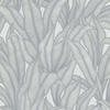 Bricoflor Palmenblätter Tapete Weiß Grau Ideal für Schlafzimmer und Badezimmer
