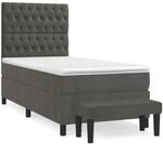 vidaXL Boxspringbett mit Matratze Dunkelgrau 100x200 cm Samt1359491