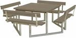 PLUS Gartenm&ouml;bel Sitzgruppe 227 cm Klappbar Graubraun mit 4 R&uuml;ckenlehnen Holz
