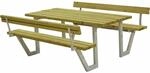 PLUS Gartensitzgruppe 177 cm mit R&uuml;ckenlehnen Wetterfeste Tisch-Bank-Kombi aus...