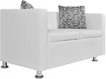 vidaXL 2-Sitzer-Sofa Kunstleder Wei&szlig;