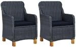 vidaXL Gartenst&uuml;hle mit Kissen 2 Stk Poly Rattan Dunkelgrau 313315