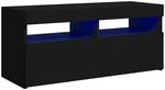 vidaXL TV-Schrank mit LED-Leuchten Schwarz 90x35x40 cm
