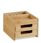 Relaxdays Schreibtisch Organizer Bambus Natur 2 Schubladen 9,5 cm x 12,5 cm x 15 cm