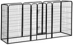Relaxdays Welpenauslauf Stahl Schwarz Steckbar 120 cm x 76,5 cm x 235 cm 27,1 kg