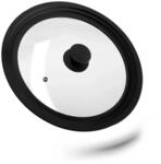 Relaxdays Topfdeckel Glas Silikon Schwarz Mit Dampfauslassventil 31,5 cm 700 g