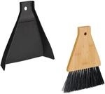 Relaxdays Tischkehrset Bambus Kunststoff Natur Schwarz 2er Set 16,5 cm x 15 cm x 4 cm